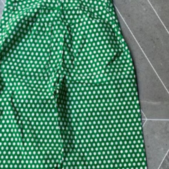Maeve by Anthropologie Colette Wide-Leg Cropped Pants In Green Motif Size 4 - Picture 2 of 6